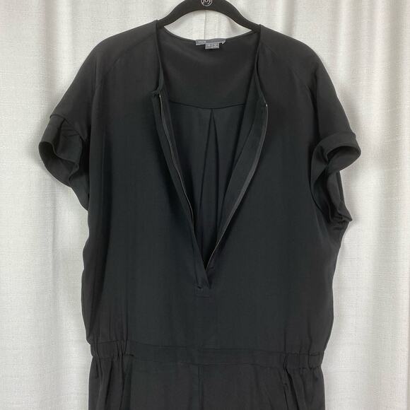 Vince Black Silk Short Sleeve Cropped Jumpsuit Sz.12 - Picture 8 of 16